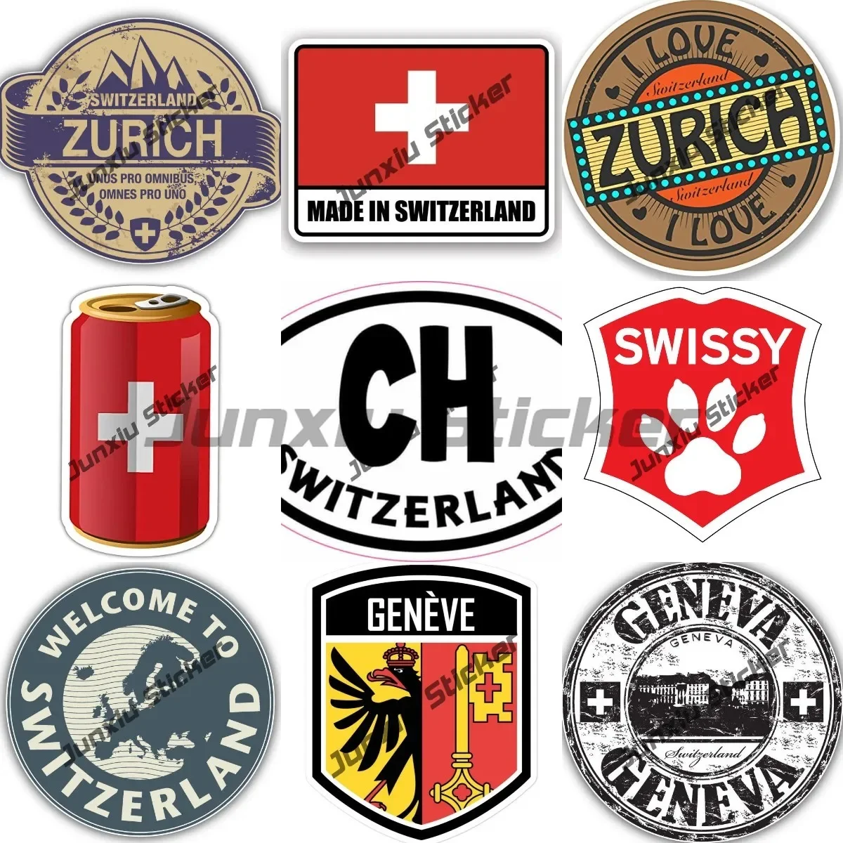 Car Accessories Zurich - Made in Switzerland Flag Sticker Switerland