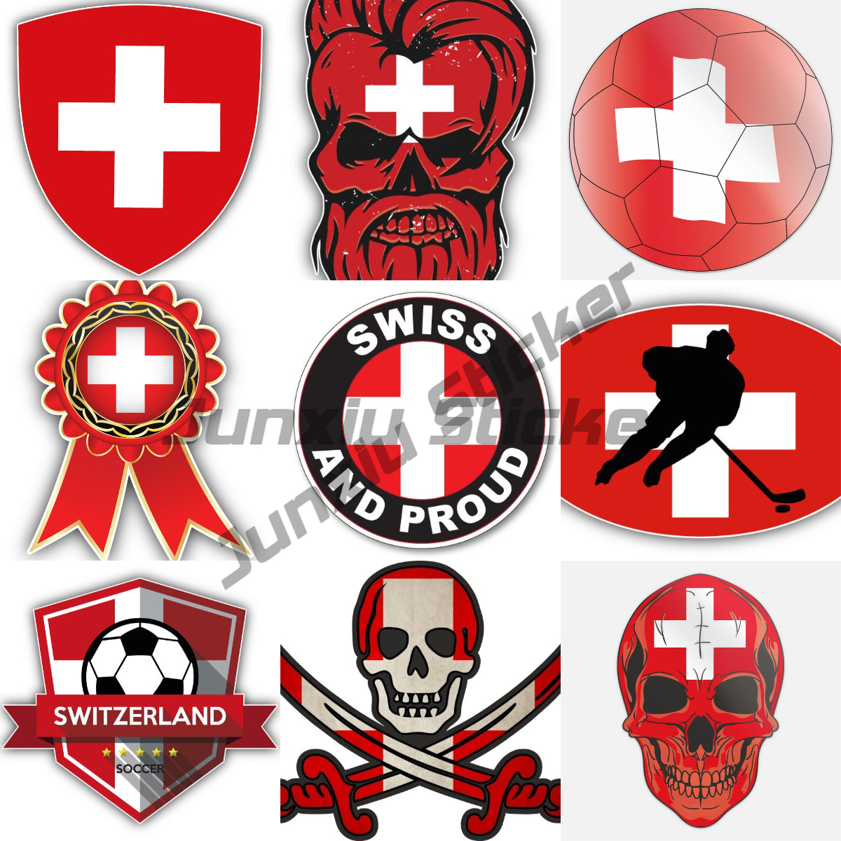Car Accessories Zurich - Swiss Alps Switzerland Flag Sticker Switerland