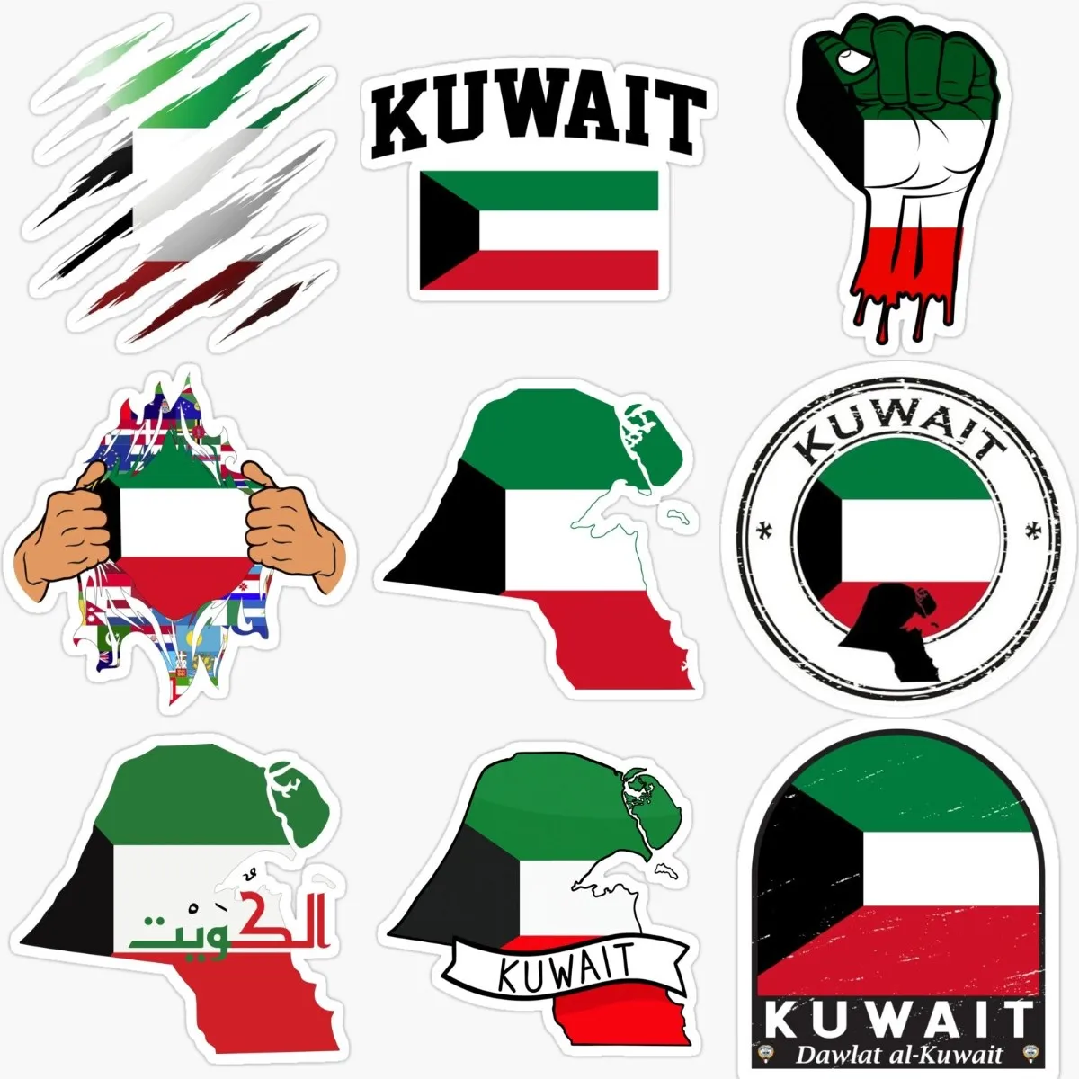 Car Accessories Kuwait - KWT Kuwait Flag Map Emblem Creative