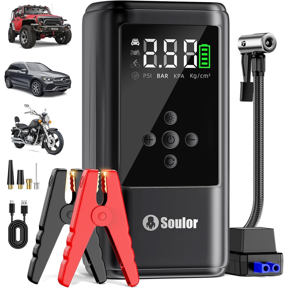 Portable Jump Starter - Portable 10-in-1 Car Jump Starter with