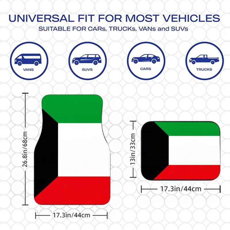 Kuwait Flag Car Floor Mats 4Pc - Car Accessories Kuwait avis et prix