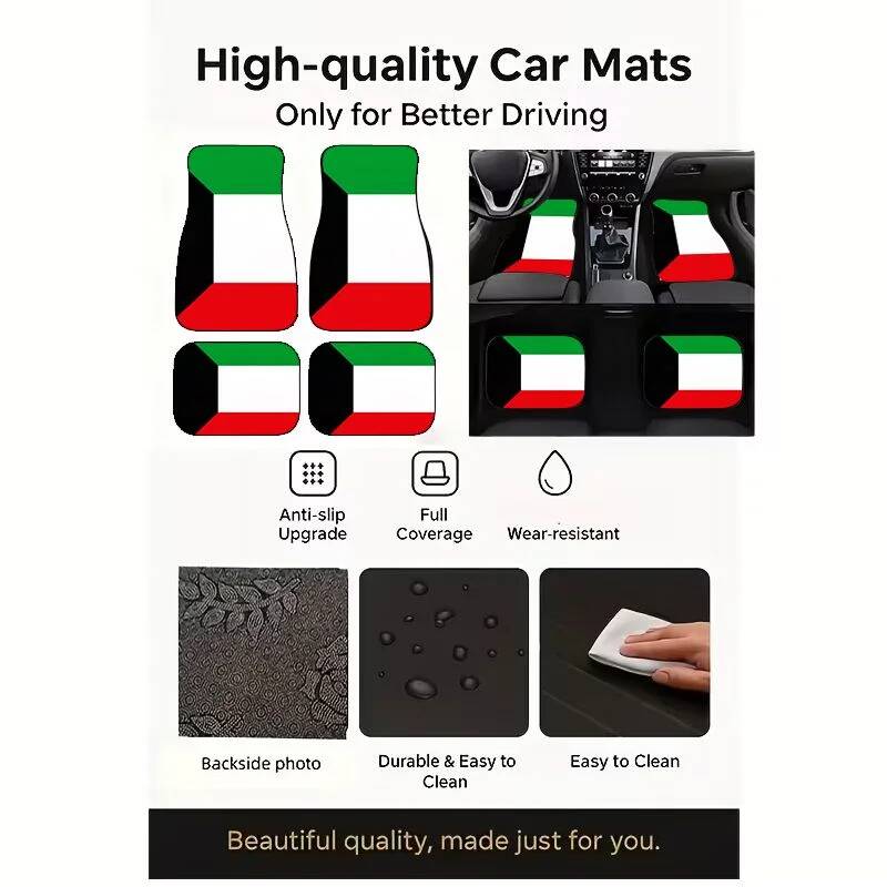 Kuwait Flag Car Floor Mats 4Pc - Car Accessories Kuwait avis et prix