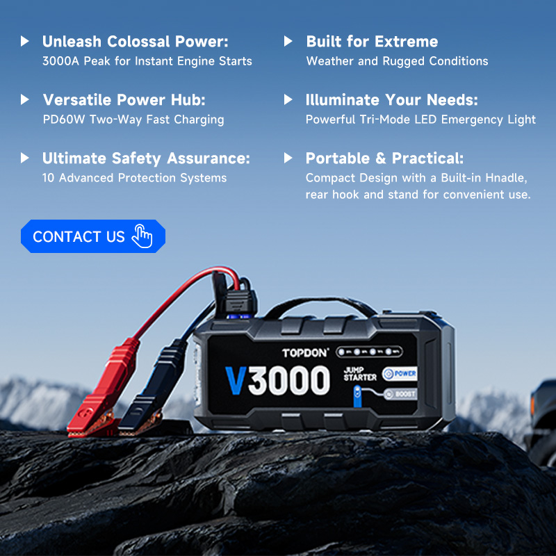 TOPDON V3000 3000A PD60W Bi-Di - Portable Jump Starter avis et prix