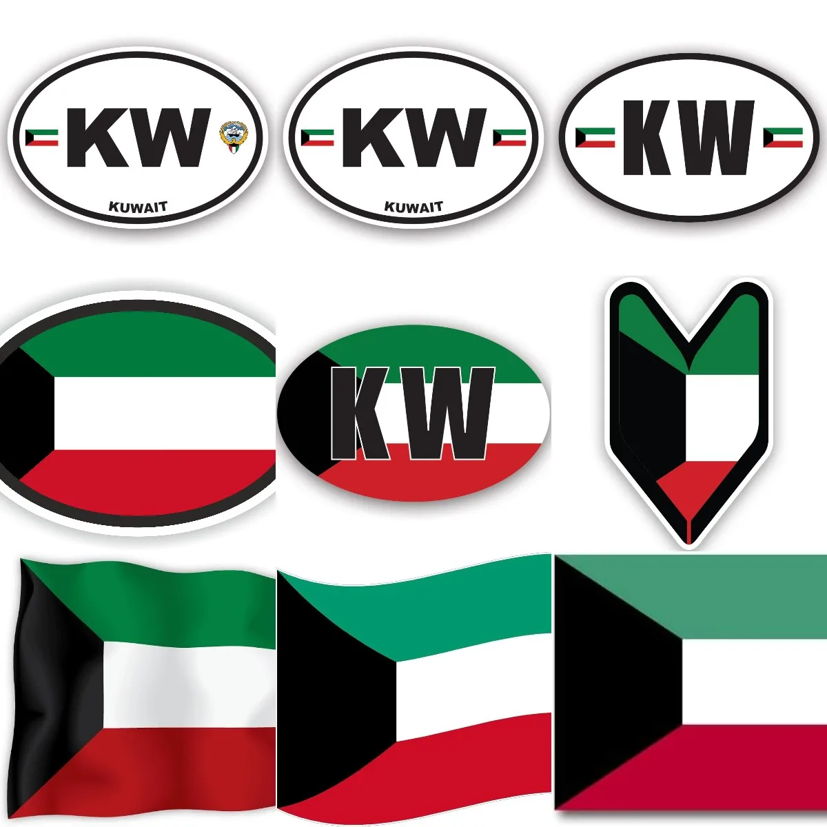 KW Kuwait Flag Emblem Creative - Car Accessories Kuwait avis et prix